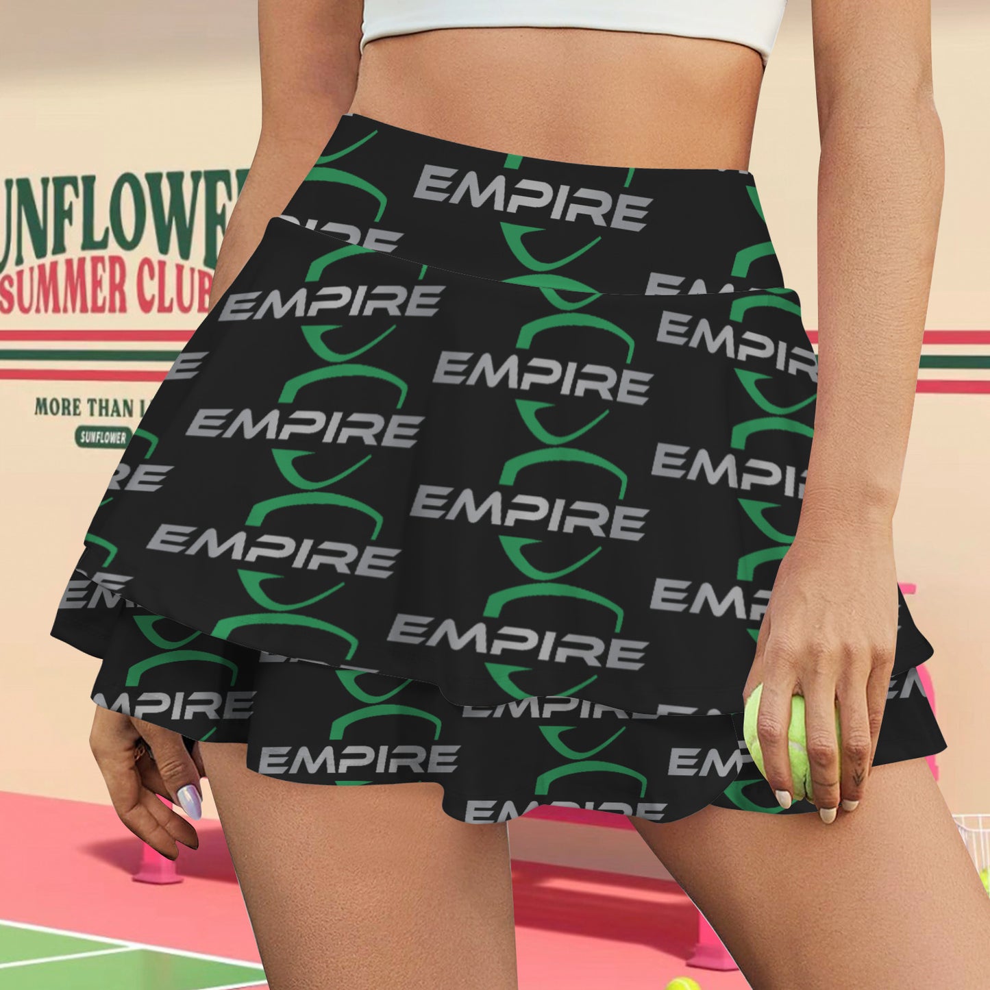 High Waist Layered Ruffle Pockets Sports Skirt