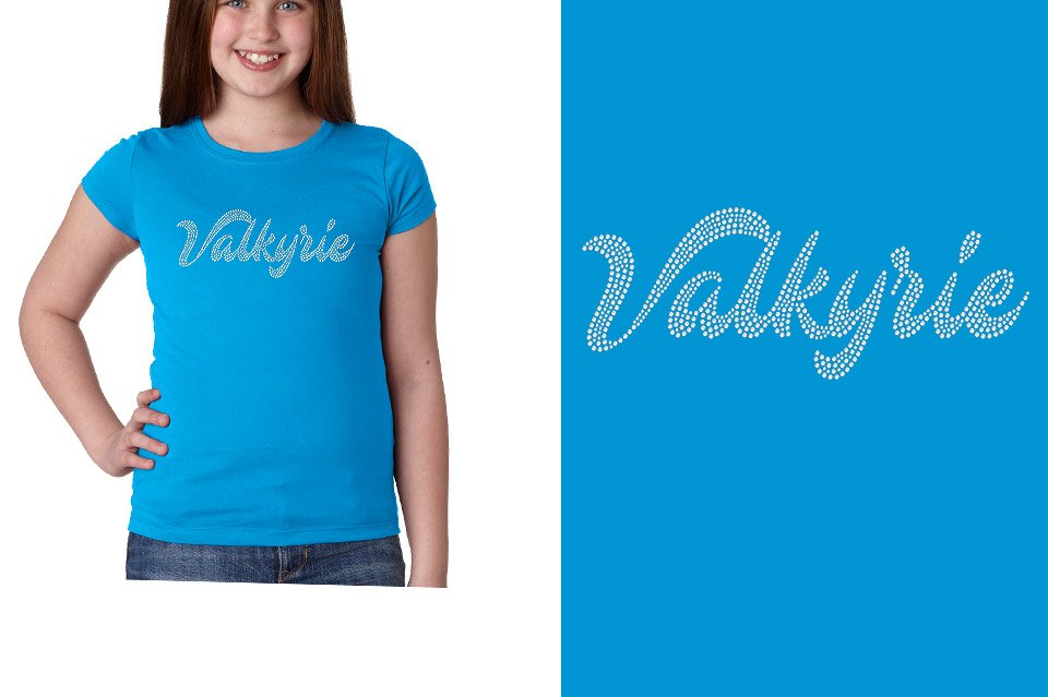 Rhinestones Valkyrie script 1-color stones Girls' Princess T-Shirt
