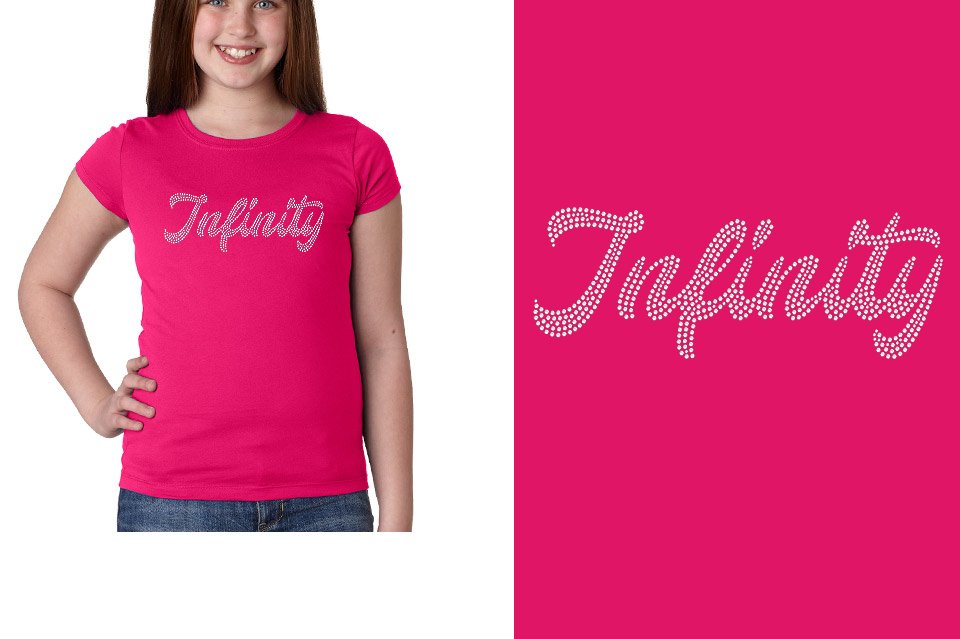 Rhinestones Infinity script text 1-color stones Girls' Princess T-Shirt