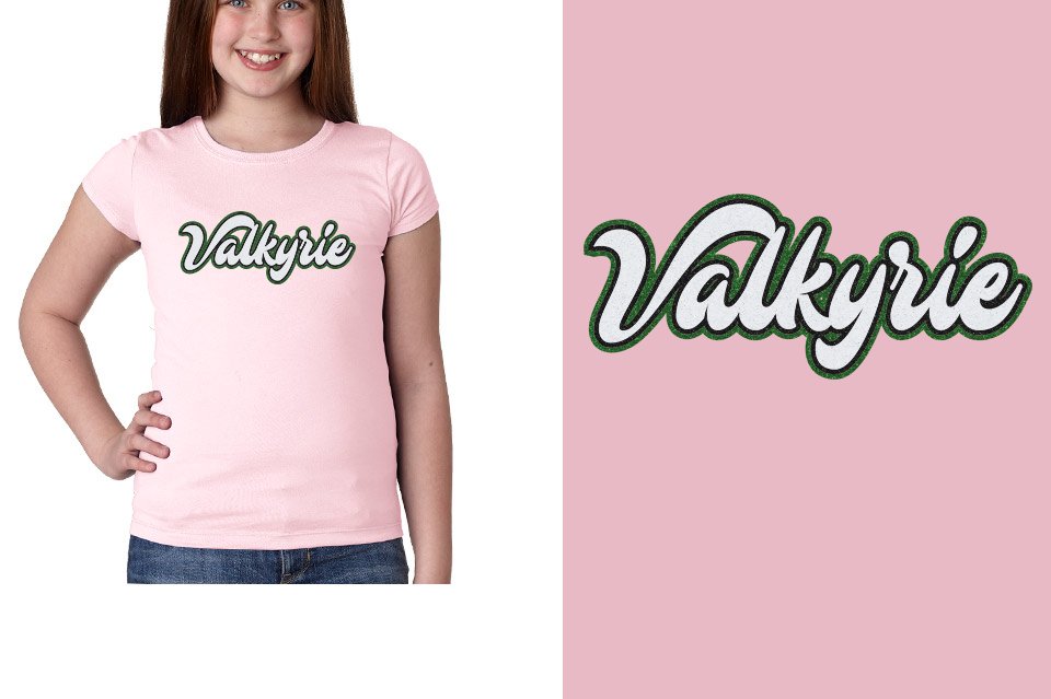 Valkyrie script text 3-color glitter Girls' Princess T-Shirt