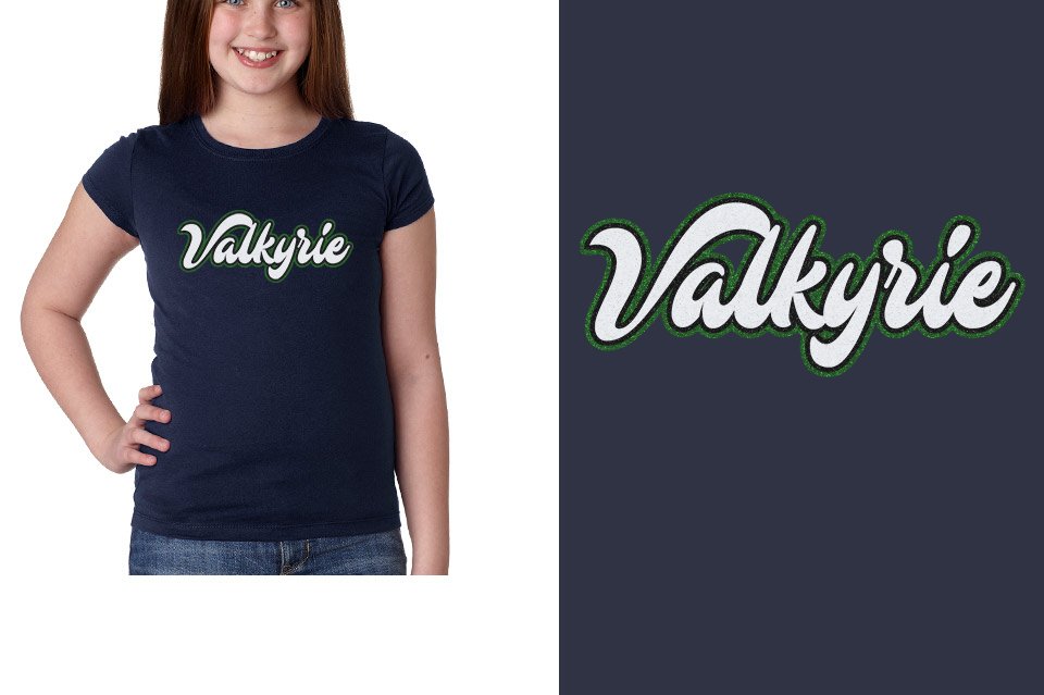 Valkyrie script text 3-color glitter Girls' Princess T-Shirt