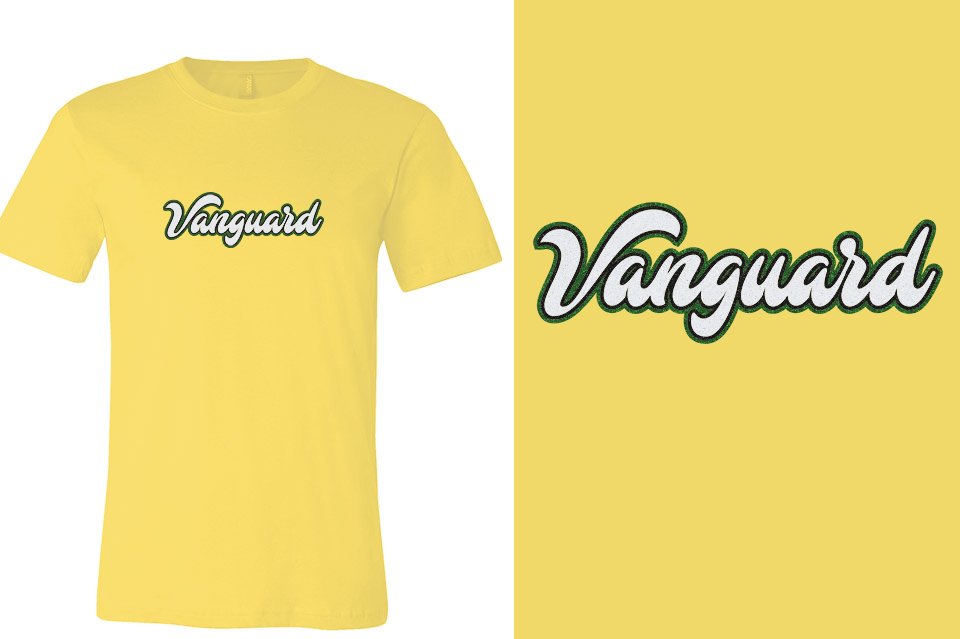 Vanguard script text 3-color glitter Unisex t-shirt