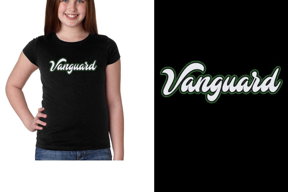 Vanguard script text 3-color glitter Girls' Princess T-Shirt
