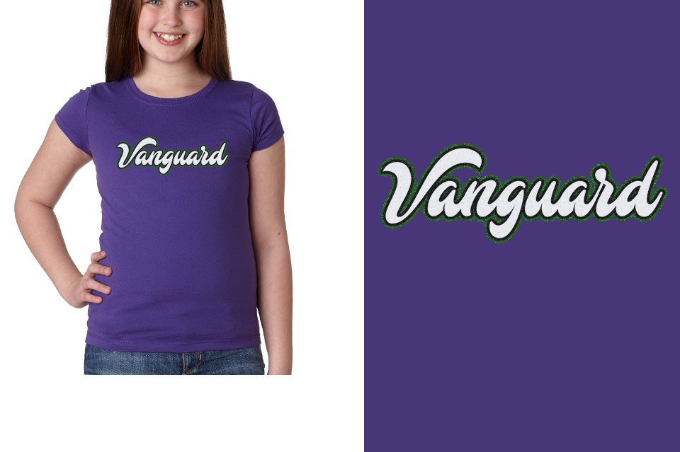 Vanguard script text 3-color glitter Girls' Princess T-Shirt