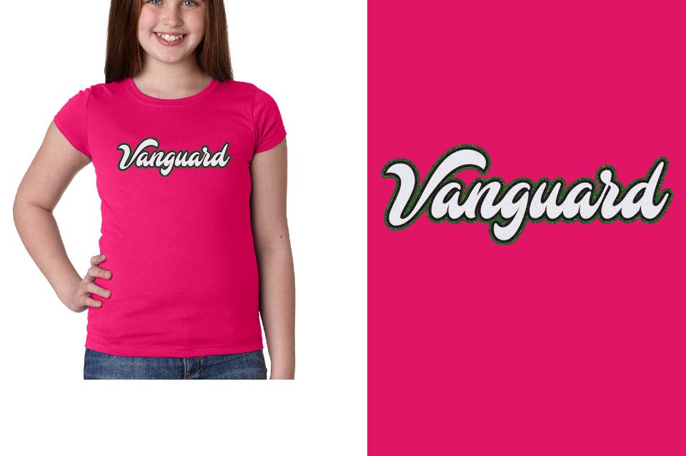 Vanguard script text 3-color glitter Girls' Princess T-Shirt