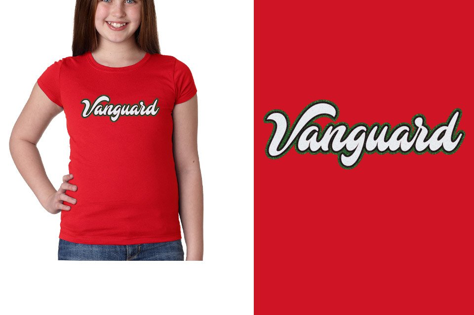 Vanguard script text 3-color glitter Girls' Princess T-Shirt