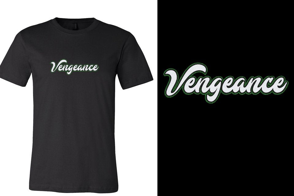 Vengeance script text 3-color glitter Unisex t-shirt