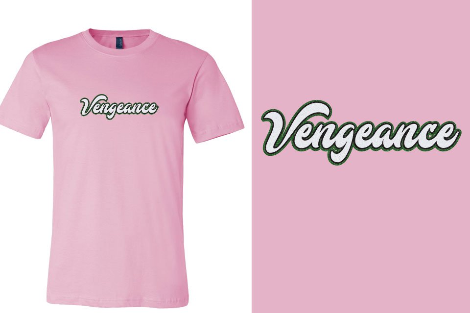 Vengeance script text 3-color glitter Unisex t-shirt