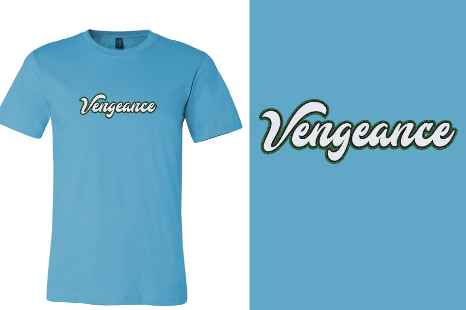 Vengeance script text 3-color glitter Unisex t-shirt