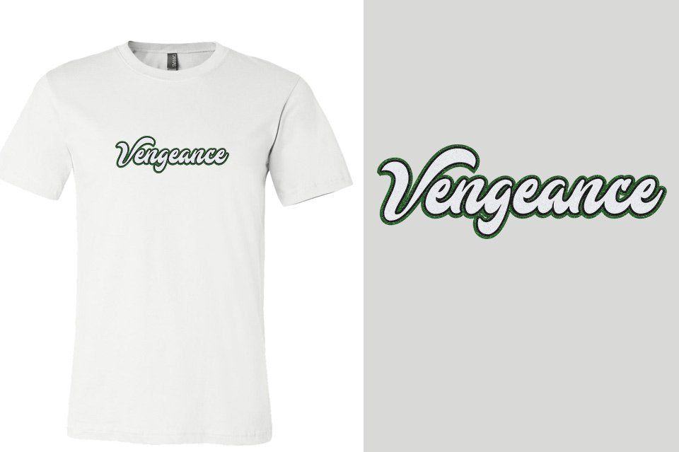 Vengeance script text 3-color glitter Unisex t-shirt
