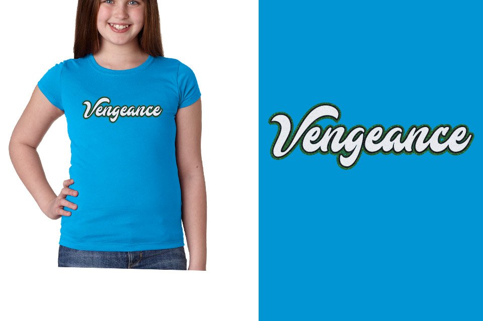 Vengeance script text 3-color glitter Girls' Princess T-Shirt