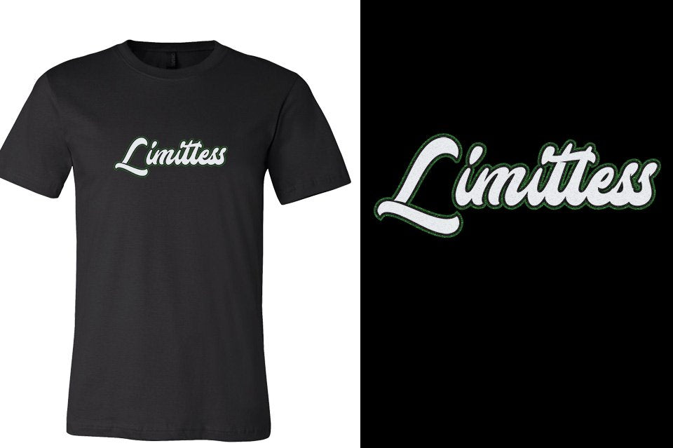 Limitless script text 3-color glitter Unisex t-shirt