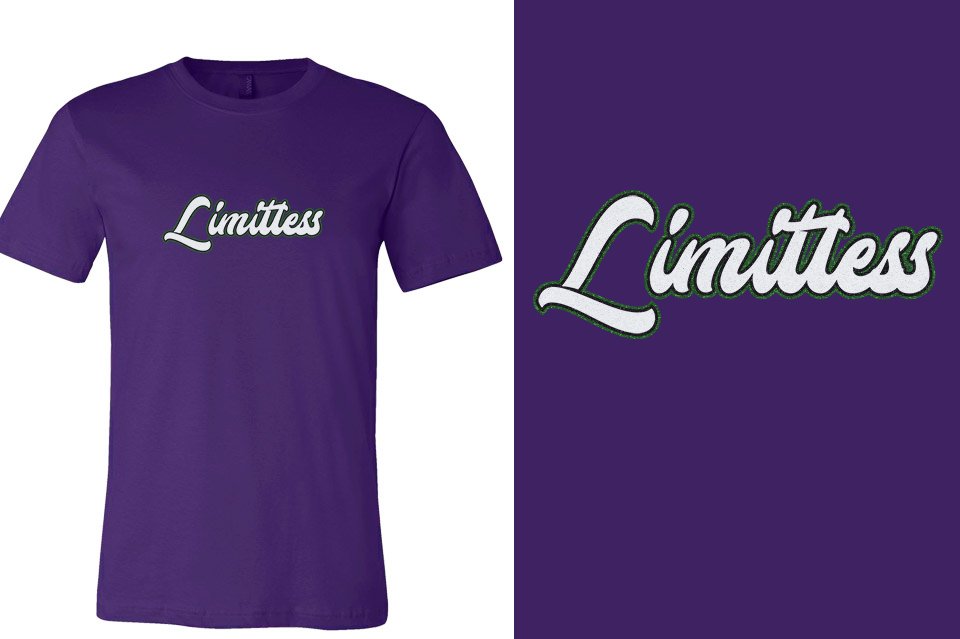 Limitless script text 3-color glitter Unisex t-shirt
