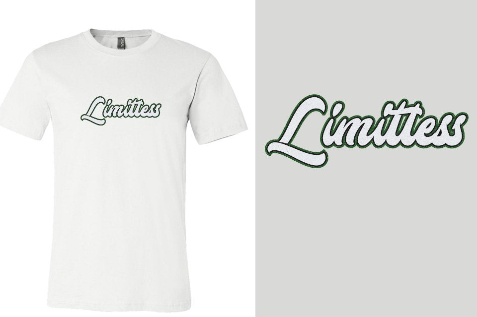 Limitless script text 3-color glitter Unisex t-shirt