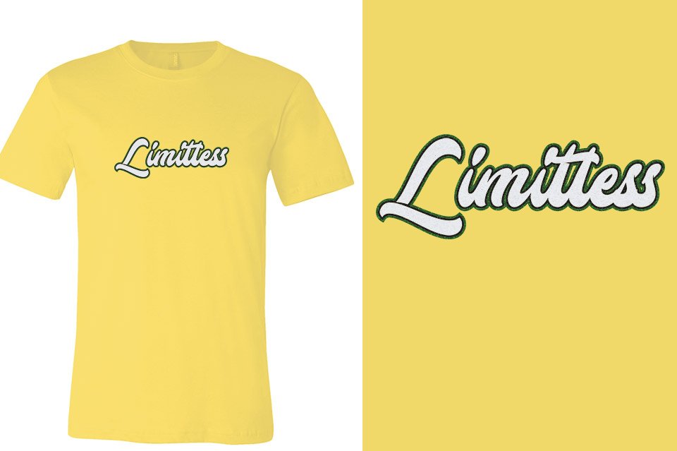 Limitless script text 3-color glitter Unisex t-shirt