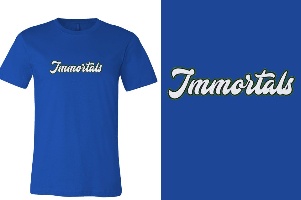 Immortals script text 3-color glitter Unisex t-shirt