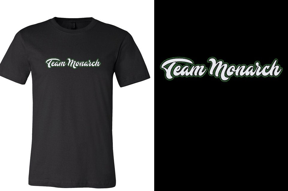 Team Monarch script text 3-color glitter Unisex t-shirt