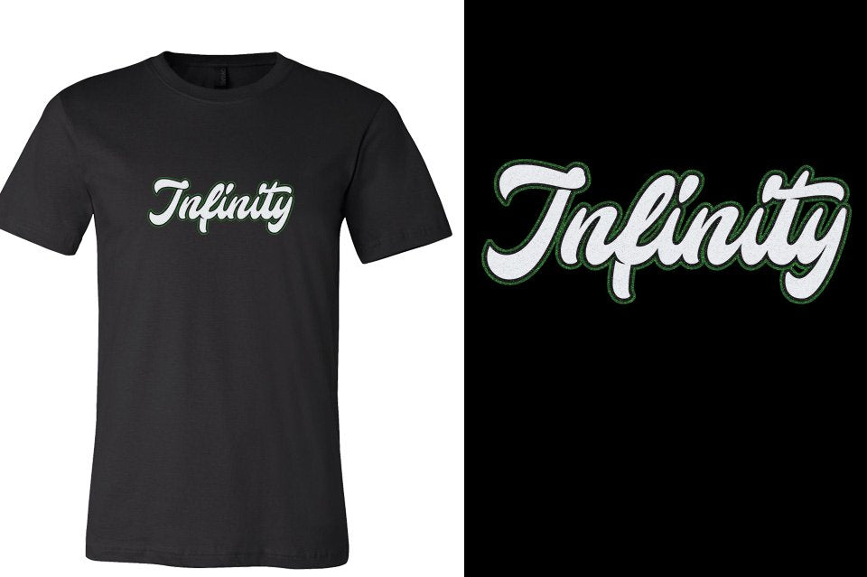 Infinity script text 3-color glitter Unisex t-shirt