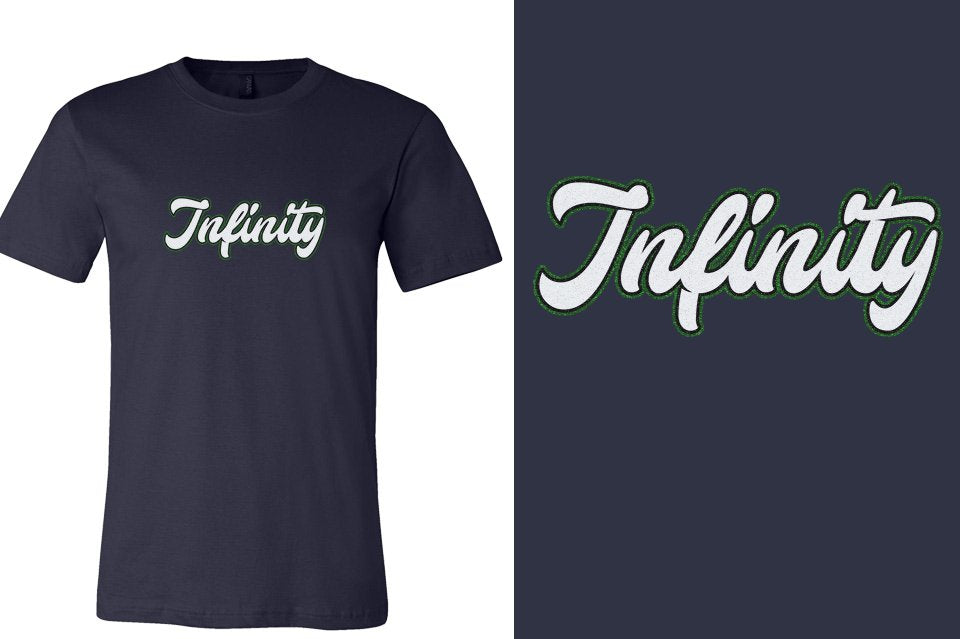 Infinity script text 3-color glitter Unisex t-shirt