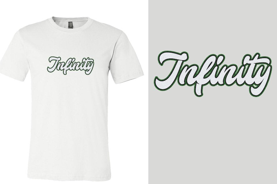 Infinity script text 3-color glitter Unisex t-shirt