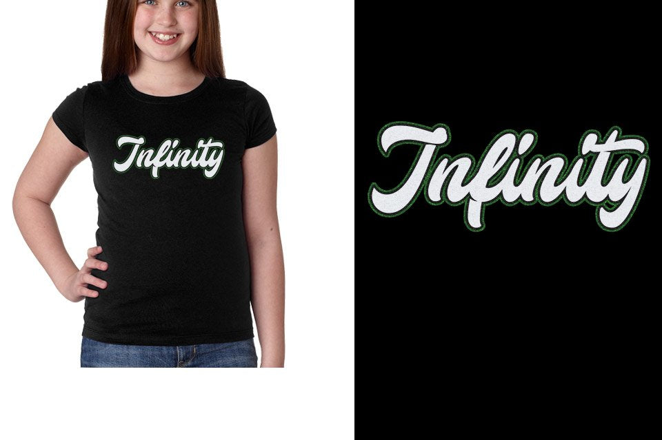 Infinity script text 3-color glitter Girls' Princess T-Shirt