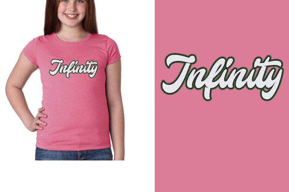 Infinity script text 3-color glitter Girls' Princess T-Shirt