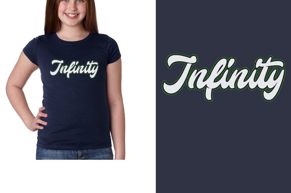 Infinity script text 3-color glitter Girls' Princess T-Shirt