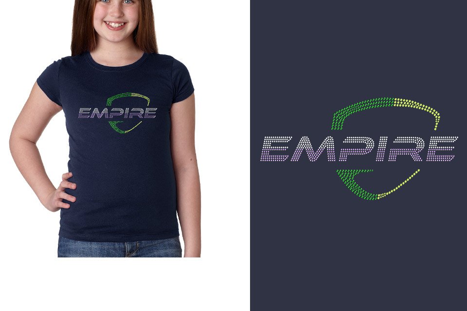 Rhinestones EMPIRE Athletics 4-color stones logo Girls' Princess T-Shirt
