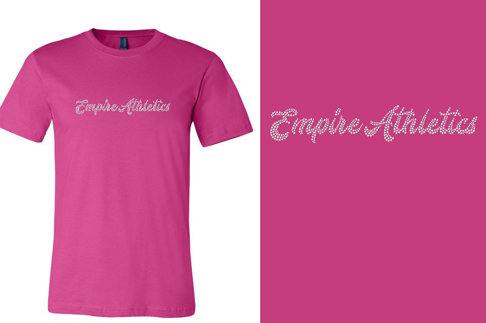 Rhinestones Empire Athletics script text 1-color stones Unisex t-shirt