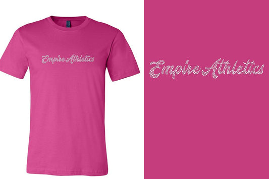 Rhinestones Empire Athletics script text 1-color stones Unisex t-shirt