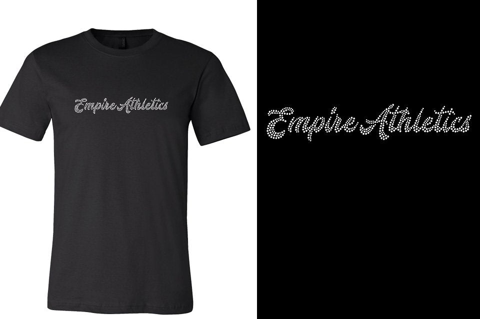 Rhinestones Empire Athletics script text 1-color stones Unisex t-shirt
