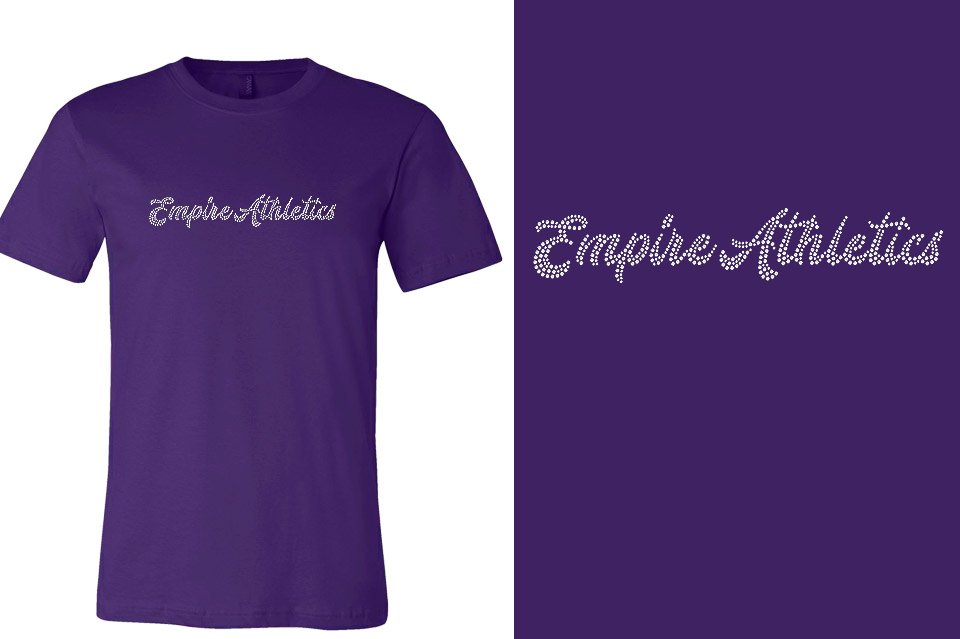 Rhinestones Empire Athletics script text 1-color stones Unisex t-shirt