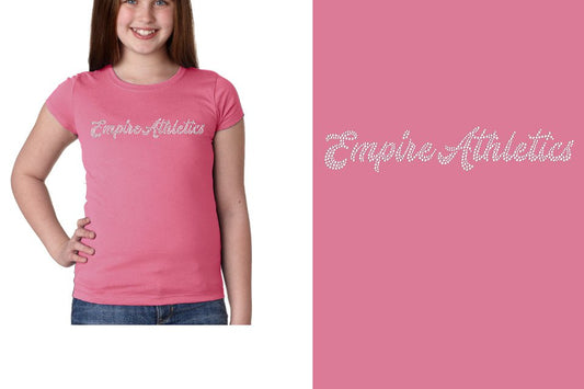 Rhinestones Empire Athletics script text 1-color stones Girls' Princess T-Shirt