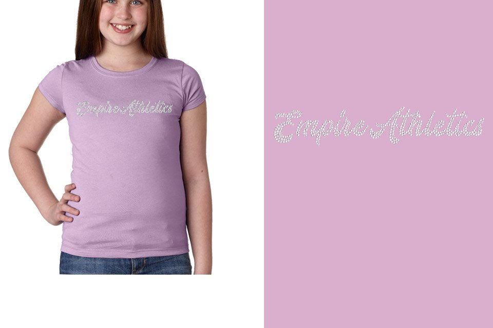 Rhinestones Empire Athletics script text 1-color stones Girls' Princess T-Shirt