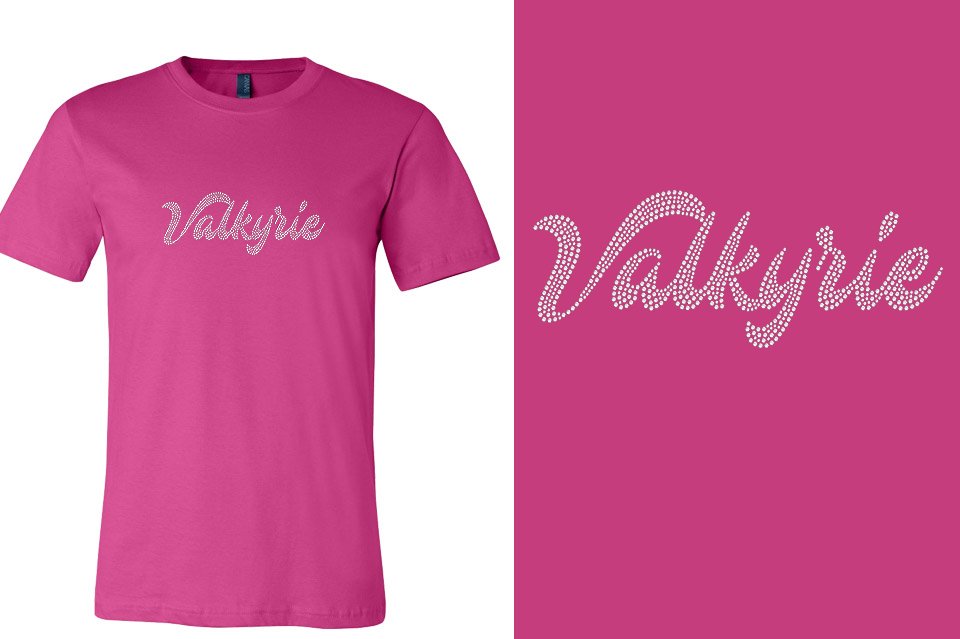 Rhinestones Valkyrie script 1-color stones Unisex t-shirt