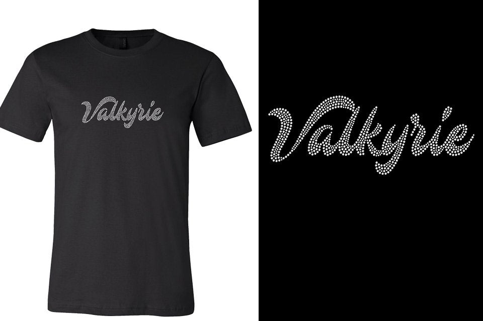 Rhinestones Valkyrie script 1-color stones Unisex t-shirt