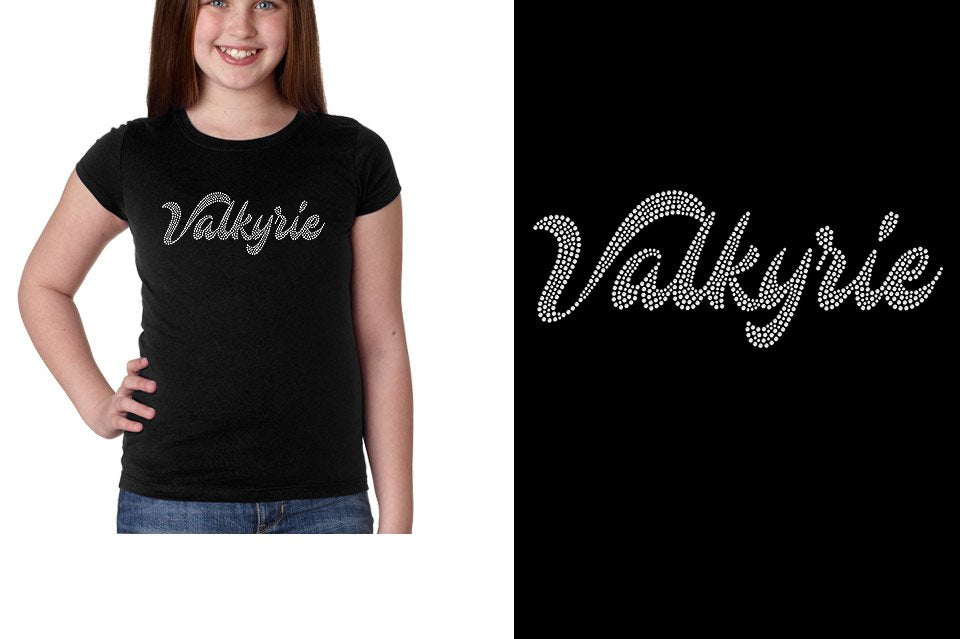 Rhinestones Valkyrie script 1-color stones Girls' Princess T-Shirt