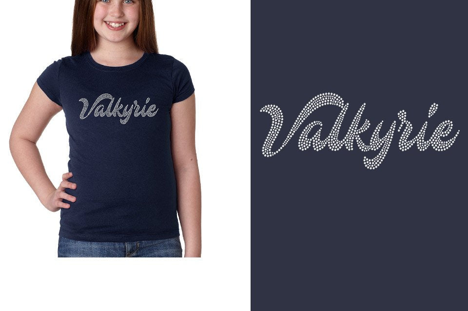 Rhinestones Valkyrie script 1-color stones Girls' Princess T-Shirt
