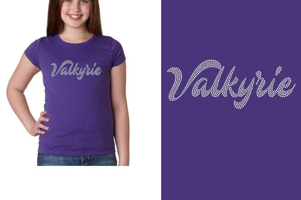 Rhinestones Valkyrie script 1-color stones Girls' Princess T-Shirt
