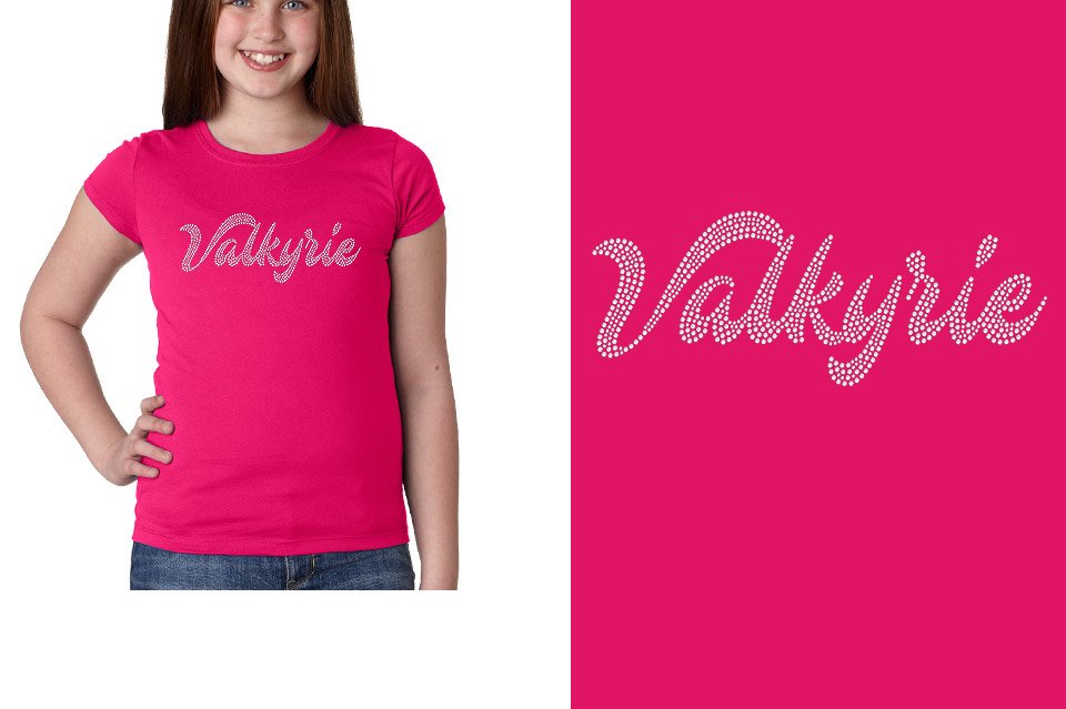 Rhinestones Valkyrie script 1-color stones Girls' Princess T-Shirt
