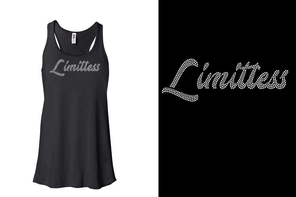 Rhinestones Limitless script 1-color stones Youth Flowy Racerback Tank