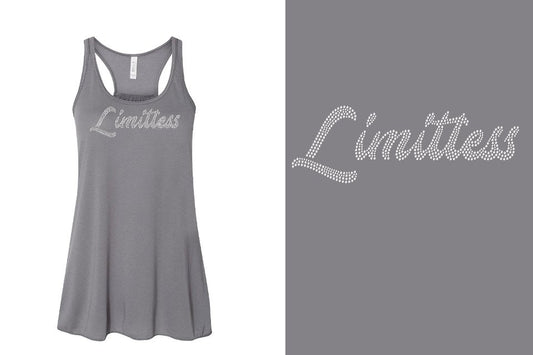 Rhinestones Limitless script 1-color stones Youth Flowy Racerback Tank