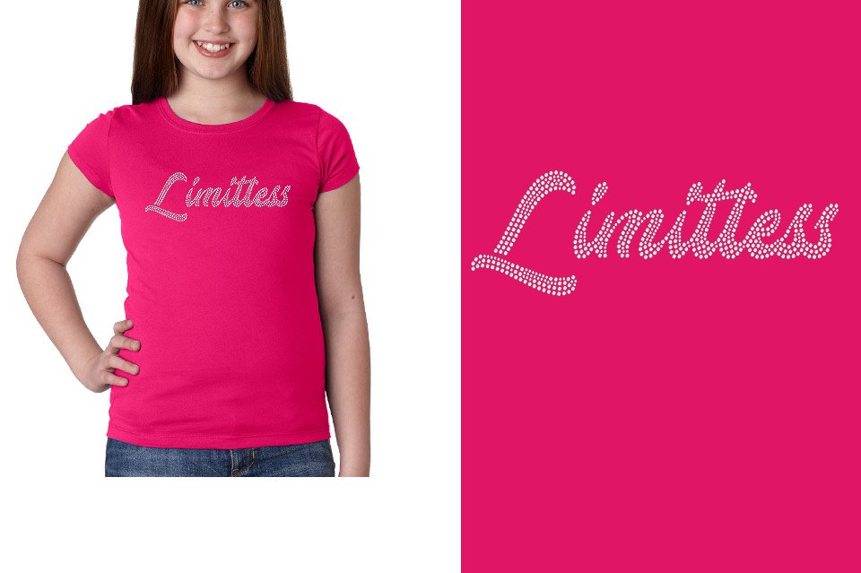 Rhinestones Limitless script 1-color stones Girls' Princess T-Shirt