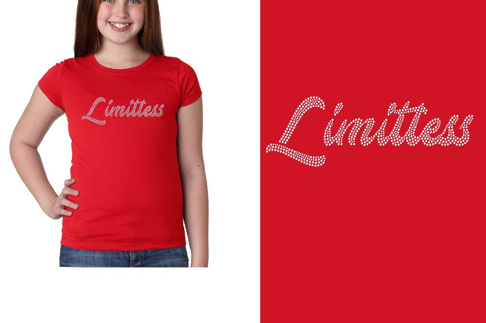Rhinestones Limitless script 1-color stones Girls' Princess T-Shirt