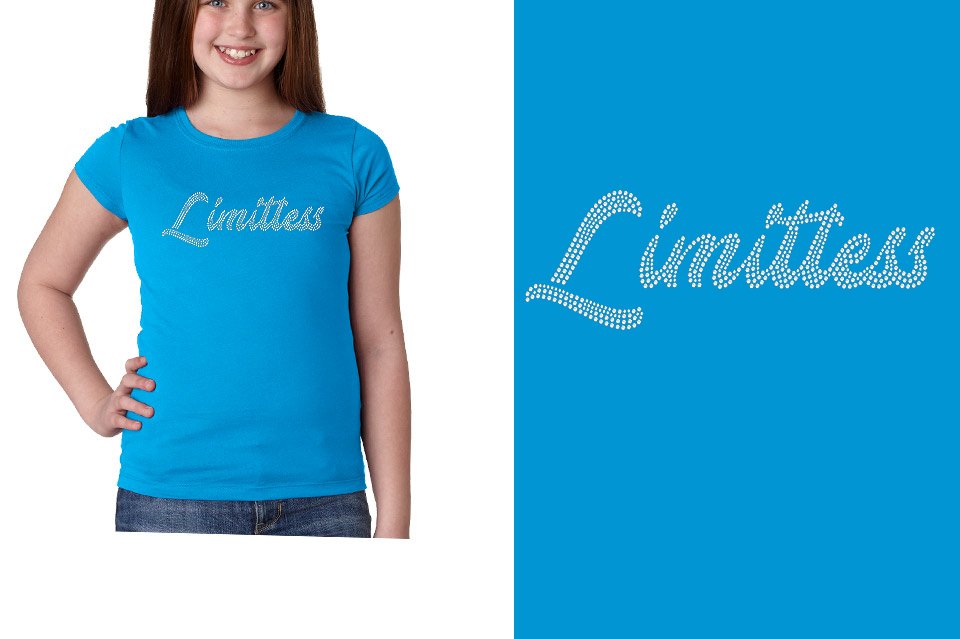 Rhinestones Limitless script 1-color stones Girls' Princess T-Shirt