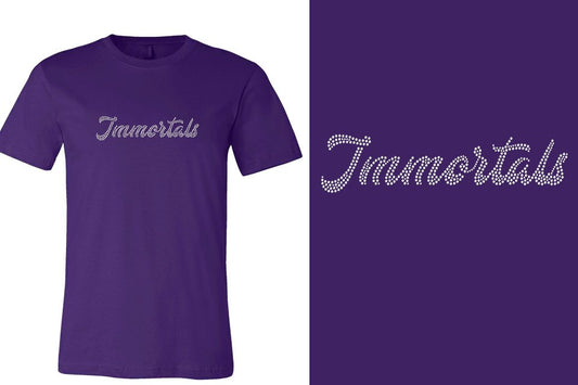 Rhinestones Immortals script text 1-color stones Unisex t-shirt