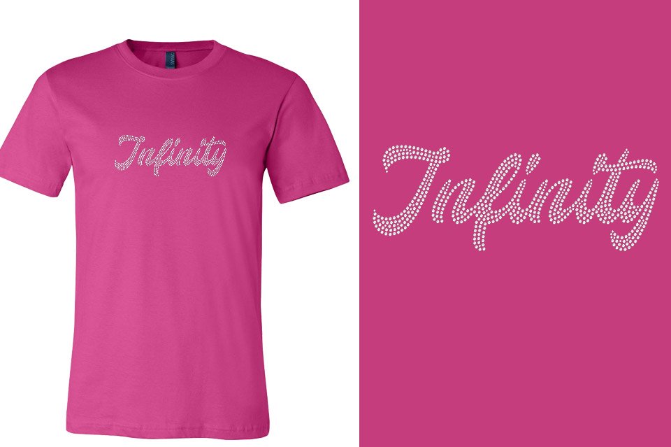 Rhinestones Infinity script text 1-color stones Unisex t-shirt