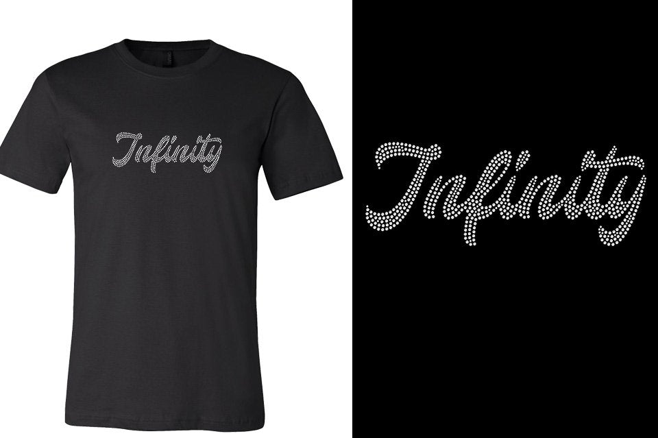 Rhinestones Infinity script text 1-color stones Unisex t-shirt