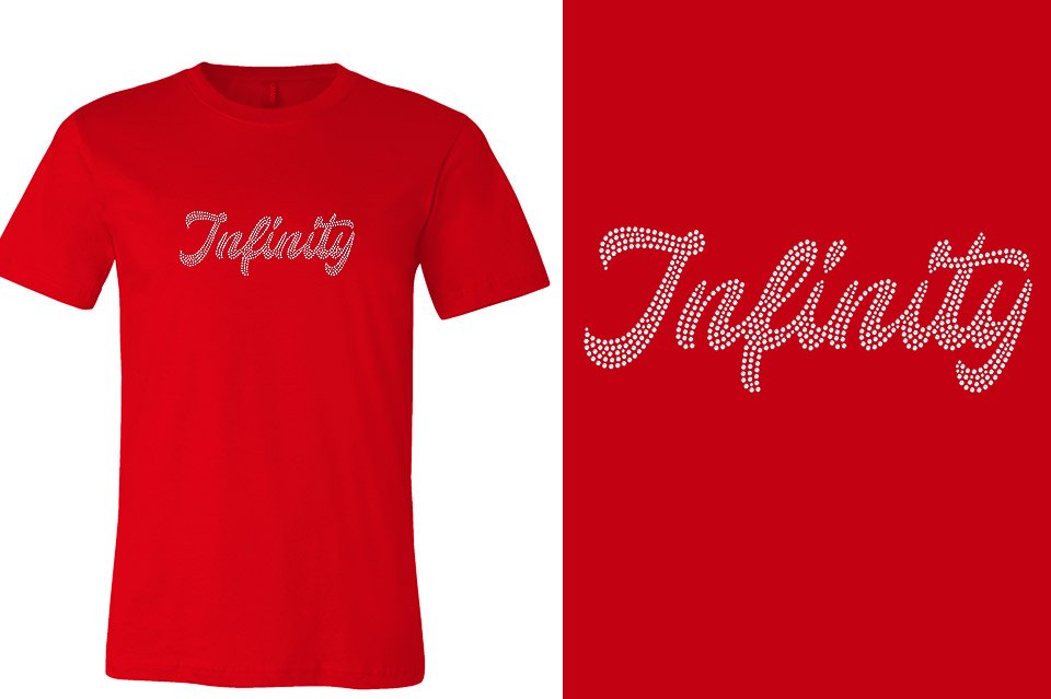 Rhinestones Infinity script text 1-color stones Unisex t-shirt