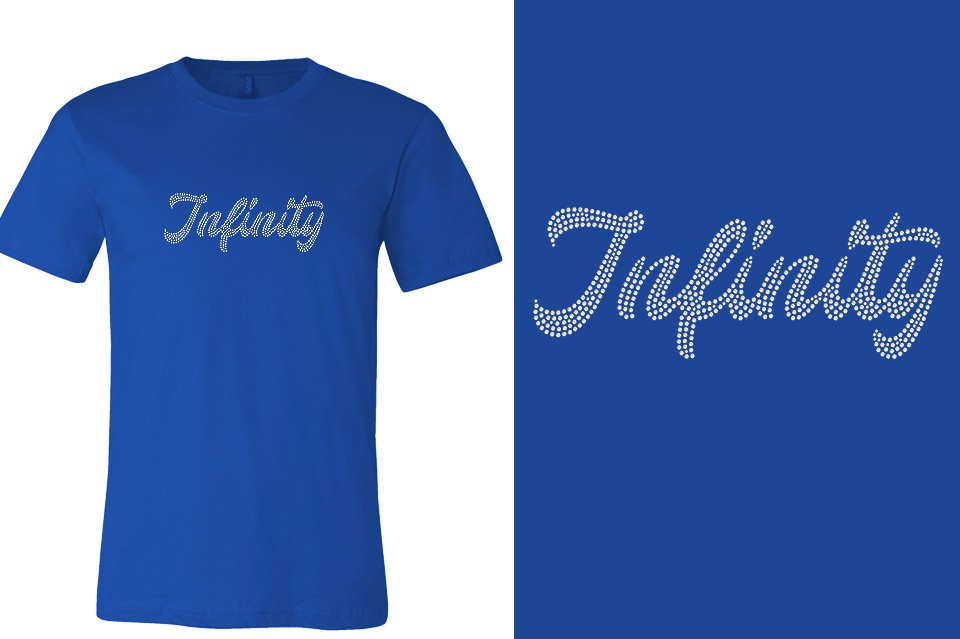 Rhinestones Infinity script text 1-color stones Unisex t-shirt